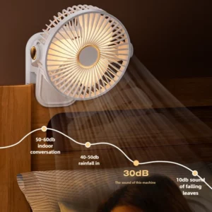 Portable Rechargeable Handheld Fans with Clips Silence Usb Power with LED Light 360° Adjustable Rotating Cooling Products - Image 6