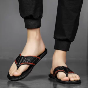 Men's Slippers Men's Flip Flops Household Shoes Men's Summer Beach Slippers Indoor or Outdoor Sports Men's Slippers Black Large - Image 4