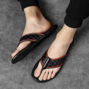 Men's Slippers Men's Flip Flops Household Shoes Men's Summer Beach Slippers Indoor or Outdoor Sports Men's Slippers Black Large - Image 6