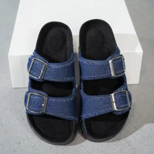 Women's Autumn/Winter Fashionable Versatile Slip-On Indoor Slippers with Double-Row Buckle Design, Non-Slip Round Toe, Low Heel - Image 4