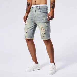 Summer Ripped Jeans Men Stretch Denim Shorts Male Short Jeans Slim Straight Shorts Fashion Black Jeans Man Clothes Streetwear - Image 3