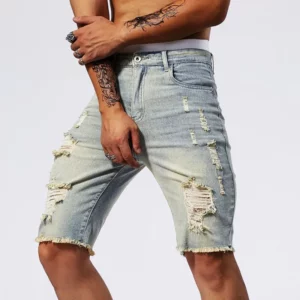 Summer Ripped Jeans Men Stretch Denim Shorts Male Short Jeans Slim Straight Shorts Fashion Black Jeans Man Clothes Streetwear - Image 7