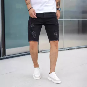 Summer Ripped Jeans Men Stretch Denim Shorts Male Short Jeans Slim Straight Shorts Fashion Black Jeans Man Clothes Streetwear - Image 6