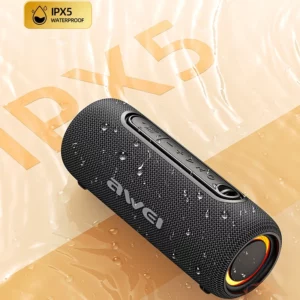 Awei Portable Bluetooth TWS dual speaker Stereo LED flashing outdoor waterproof speaker 2000mAh subwoofer with AUX cable - Image 5