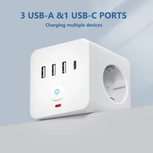 7-in-1 EU Power Strip, Power Strip Surge Protector 3 AC Outlets 3 USB 1 Type-C, Desktop Charging Station With Overload Protecti - Image 5
