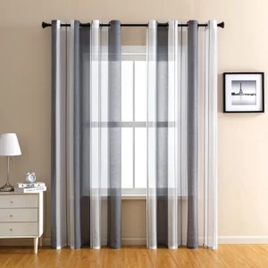 2 Panels Striped Sheer Curtains Semi Sheer Voile Window Window Treatment Grommet Top Drapes for Living-Room Bedroom Office - Image 7
