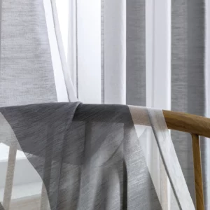 2 Panels Striped Sheer Curtains Semi Sheer Voile Window Window Treatment Grommet Top Drapes for Living-Room Bedroom Office - Image 4