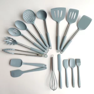 Silicone Kitchen Cooking Utensil Set 16pcs Cookware w/ Stainless Steel Handle Kitchen Baking Tool Tableware Shovel Spoon Scraper - Image 7