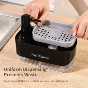 Dishwasher Dispenser, Press Type Manual Soap Dispenser, 2-in-1 Liquid Dispensing Methods, Easy to Detachable and Washable Sponge - Image 2