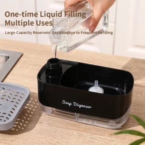 Dishwasher Dispenser, Press Type Manual Soap Dispenser, 2-in-1 Liquid Dispensing Methods, Easy to Detachable and Washable Sponge - Image 3