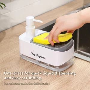 Dishwasher Dispenser, Press Type Manual Soap Dispenser, 2-in-1 Liquid Dispensing Methods, Easy to Detachable and Washable Sponge - Image 4