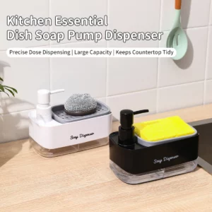 Dishwasher Dispenser, Press Type Manual Soap Dispenser, 2-in-1 Liquid Dispensing Methods, Easy to Detachable and Washable Sponge - Image 5
