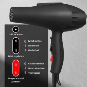 High Power Professional Hair Dryer with Nozzle Negative Ionic High Speed Blow Dryer Hair Styling Appliances Low Noise - Image 2