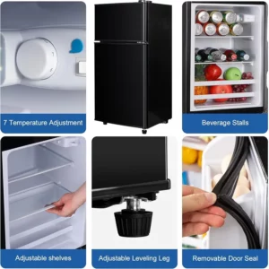 Custom Made Small Double Door Refrigerator Mini Fridge Double Door for Hotel Dormitory Apartment Use Portable Mini Fridge - Image 3
