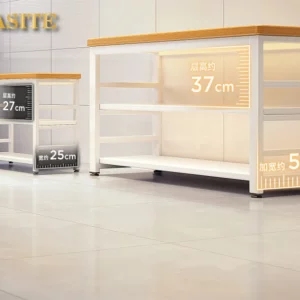 Kitchen shelf Floor-to-ceiling multi-functional vegetable cutting table Long food Microwave oven Pot storage Narrow side cabinet - Image 6