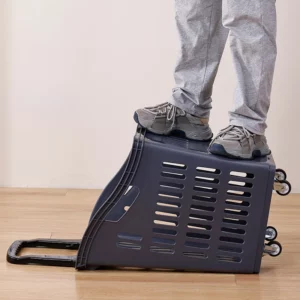 AOLIVIYA Supermarket Pull Rod Shopping Basket Extra Large Pull Rod with Wheels Hypermarket Hand Basket Plastic Trolley Red Veget - Image 4