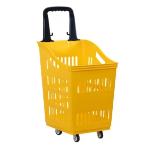 AOLIVIYA Supermarket Pull Rod Shopping Basket Extra Large Pull Rod with Wheels Hypermarket Hand Basket Plastic Trolley Red Veget - Image 5