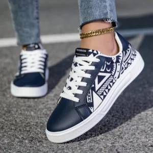 MAEDEF Women's Sports Shoes Men Vulcanize Shoes Lace Up Woman Sneakers Couples Fashionable Graffiti Print Casual Flats Shoes - Image 1