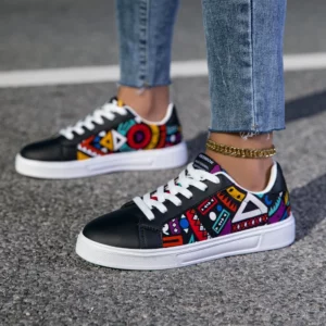 MAEDEF Women's Sports Shoes Men Vulcanize Shoes Lace Up Woman Sneakers Couples Fashionable Graffiti Print Casual Flats Shoes - Image 6