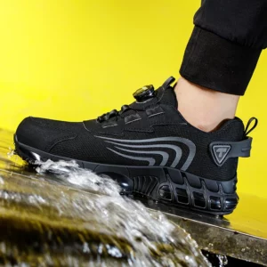 Rotary button new safety shoes for men, anti-impact and anti-piercing work shoes, fashionable men's sports shoes, and safety pro - Image 1