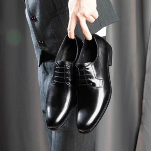 Wood Pattern Derby Shoes Men Breathable Mens Dress Shoes High Quality Leather Office Wedding Shoe Lace Up Hand-colored Business - Image 6