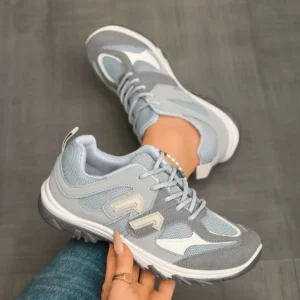 Fashion Gray Yellow Mix Color Non Slip Hiking Shoes Women 2025 Autumn Breathable Lace Up Sneakers Comfort Soft Sole Sports Shoes - Image 3