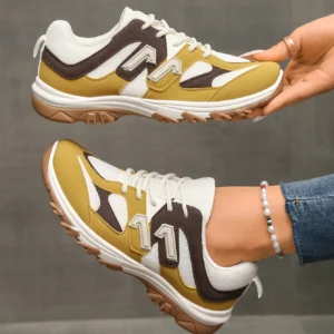 Fashion Gray Yellow Mix Color Non Slip Hiking Shoes Women 2025 Autumn Breathable Lace Up Sneakers Comfort Soft Sole Sports Shoes - Image 7