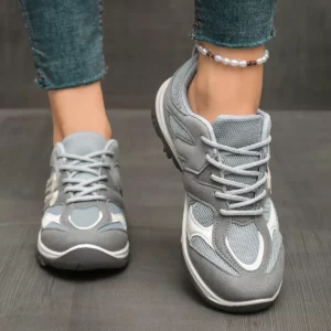Fashion Gray Yellow Mix Color Non Slip Hiking Shoes Women 2025 Autumn Breathable Lace Up Sneakers Comfort Soft Sole Sports Shoes - Image 6