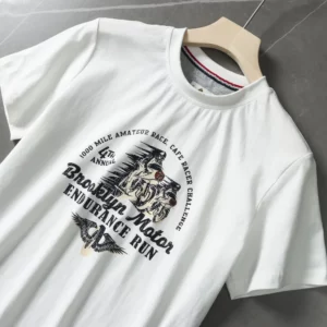 2025 Summer American Retro Short Sleeve O-neck Letter Motorcycle Printed T-shirt Men's Fashion 100% Cotton Washed Casual Tops - Image 7