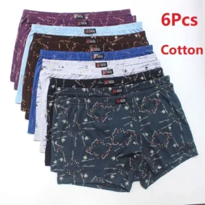 6 Pack Men's Printed Cotton Boxer Shorts Plus Size Loose Fit Mid Waist Underwear Breathable Comfortable for Big Tall Men - Image 7