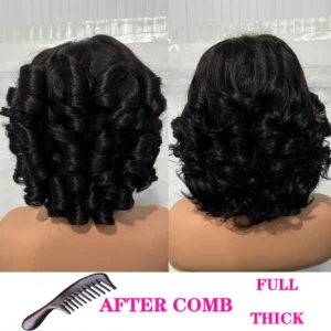 100% Malaysia Hair 250 Density Double Drawn P4 27 Ombre Highlight Bouncy Wave Wear and Go 5x5 Glueless Human Hair Bob Curly Wigs - Image 7