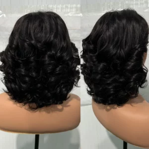 100% Malaysia Hair 250 Density Double Drawn P4 27 Ombre Highlight Bouncy Wave Wear and Go 5x5 Glueless Human Hair Bob Curly Wigs - Image 6