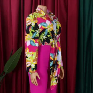 Fashion Printed Blouse & Shirts for Women 2024 Turn Down Collar Full Sleeve Single Breasted Elegant Ladies High Street Wear Tops - Image 4