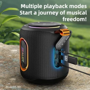ZEALOT-M1 Speaker Portable Bluetooth Speaker with Enhanced Bass, Bluetooth 5.4, 10H Playtime, for Camping Hiking - Image 6