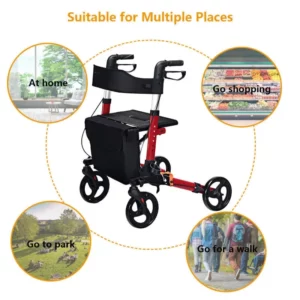 Senior High Quality Aluminium Durable Adjustable Adult Rollator Walker for Elderly - Image 5