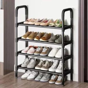 Multi-layers Metal Shoe Rack Space Saving Shoes Organizer Cabinets Simple Shoe Rack Cabinet Multi Functional Black Storage Racks - Image 2