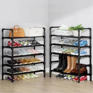 Multi-layers Metal Shoe Rack Space Saving Shoes Organizer Cabinets Simple Shoe Rack Cabinet Multi Functional Black Storage Racks - Image 4