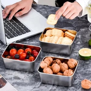 6-Piece Stainless Steel Food Storage Containers Set With Lids - Leakproof, Stackable & Reusable For Camping, Picnics, School - Image 5