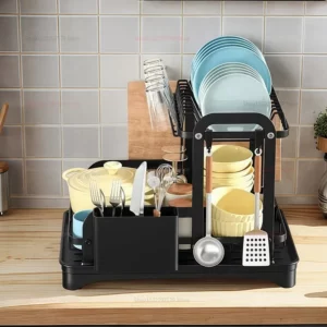 Storage rack Kitchen storage rack Small household dishes drain rack Multi-functional bowl and chopstick storage box - Image 2