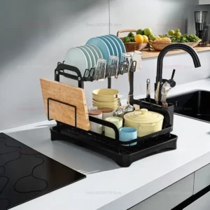 Storage rack Kitchen storage rack Small household dishes drain rack Multi-functional bowl and chopstick storage box - Image 3