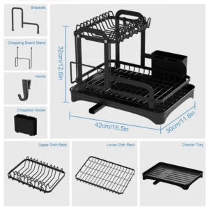 Storage rack Kitchen storage rack Small household dishes drain rack Multi-functional bowl and chopstick storage box - Image 7
