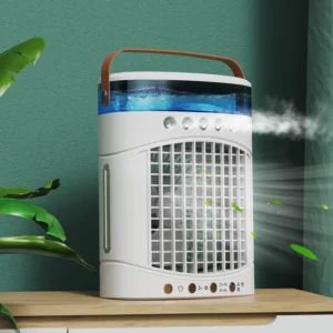 Multi-function Air Conditioning Cooling Fan Mini Desktop Spray Refrigeration Night Light USB Charging Humidification - Image 3