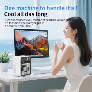 Mini Air Conditioning Fan with Spray Humidification and Rechargeable Battery Portable Desktop Water Cooling Fan for Dormitory - Image 3