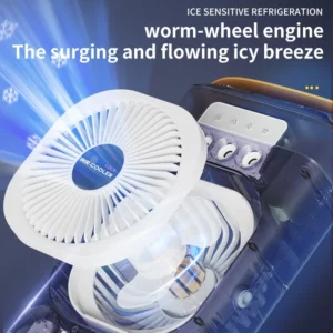 Portable air conditioning fan household 5000 mA desk humidifier small fan office three hole spray fan with color night light - Image 4