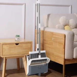 Broom Foldabl Dustpan Cleaning Tool Set Comb Teeth 180° Rotation Combo Upright Standing Portable Kitchen Floor Pet Hair - Image 5