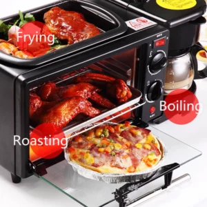 3 In 1 Electric Breakfast Machine Sandwich Maker Multifunction Coffee Maker Mini Oven Household Bread Pizza Frying Pan - Image 4