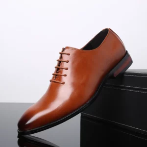 2025 New Autumn Men's Business Formal Wear Shoes Fashion Casual Leather Lace-Up Dress Shoes Soft Bottom Flat Designer Shoes - Image 4