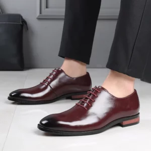 2025 New Autumn Men's Business Formal Wear Shoes Fashion Casual Leather Lace-Up Dress Shoes Soft Bottom Flat Designer Shoes - Image 5
