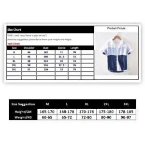 1728 Men Summer Fashion Japan Simple Harakuju High Quality 100% Linen Fabric Gradient Patchwork Short Sleeve Casual Slim Shirts - Image 5
