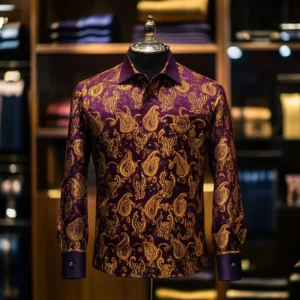 Men's fashion luxury gold pattern is suitable for gift giving occasions, parties, and wearing men's long sleeved shirts - Image 2